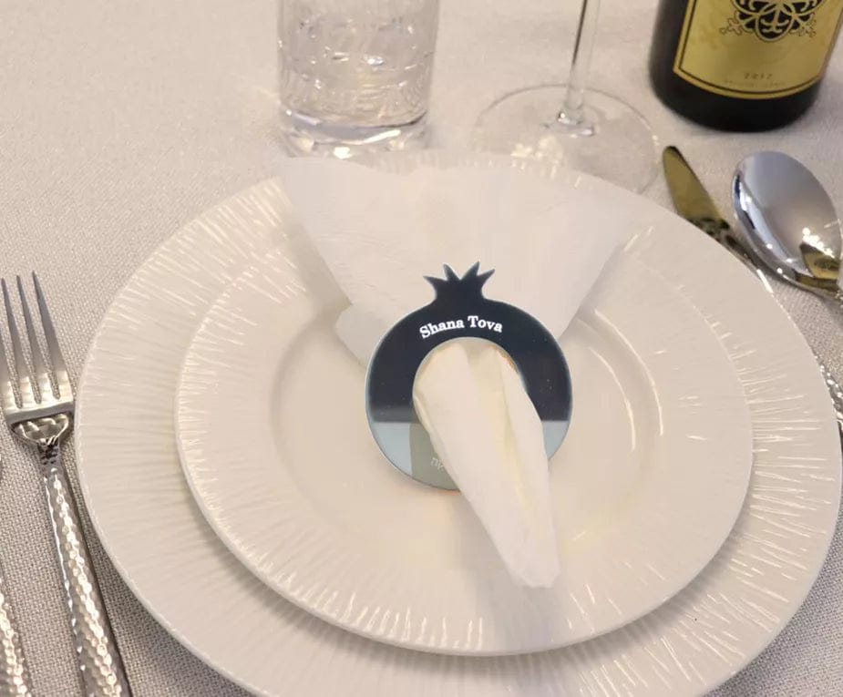 Cazenove - Silver Shana Tova Napkin Rings, Set of 4 - ModernTribe