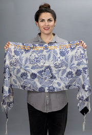 Elly Bovarnick Studios Tallises Navy Blue Pomegranates Silk Tallit