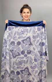 Elly Bovarnick Studios Tallises Navy Blue Pomegranates with Cotton Velvet Tallit