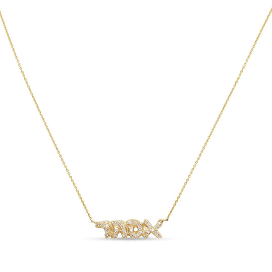 Diamond Hebrew Name Necklace by Elisa Solomon - 14k Yellow, White or Rose Gold