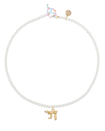 Susan Alexandra Necklaces Pearl 18" Chai Necklace - Pearl, 18" Chain