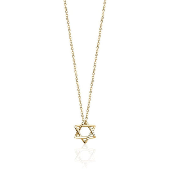 Small Classic Interlocking Magen David Necklace - Gold-Plated