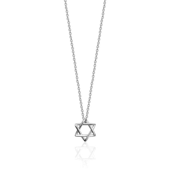 Small Classic Interlocking Magen David Necklace - Sterling Silver
