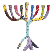 Medium Hand Painted Menorah by Yair Emanuel - Multicolor Layers
