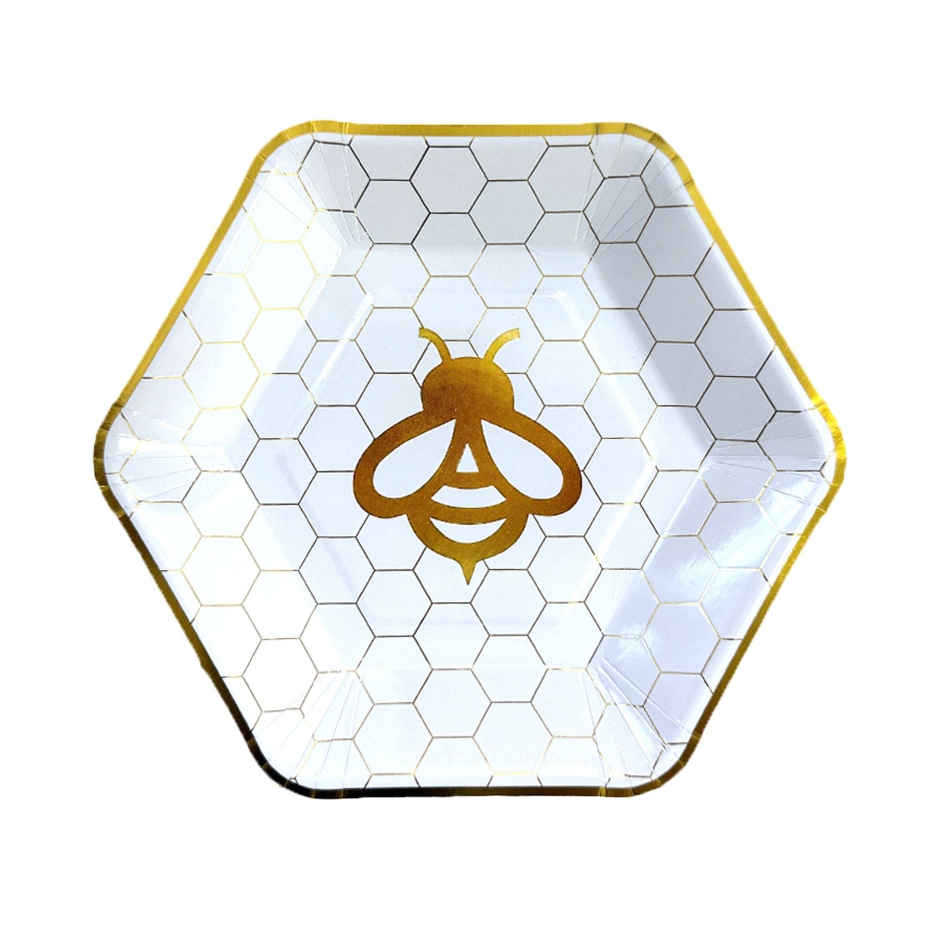 Cazenove Dining Plates 7" Foiled Golden Bee Paper Plates - Pack of 10