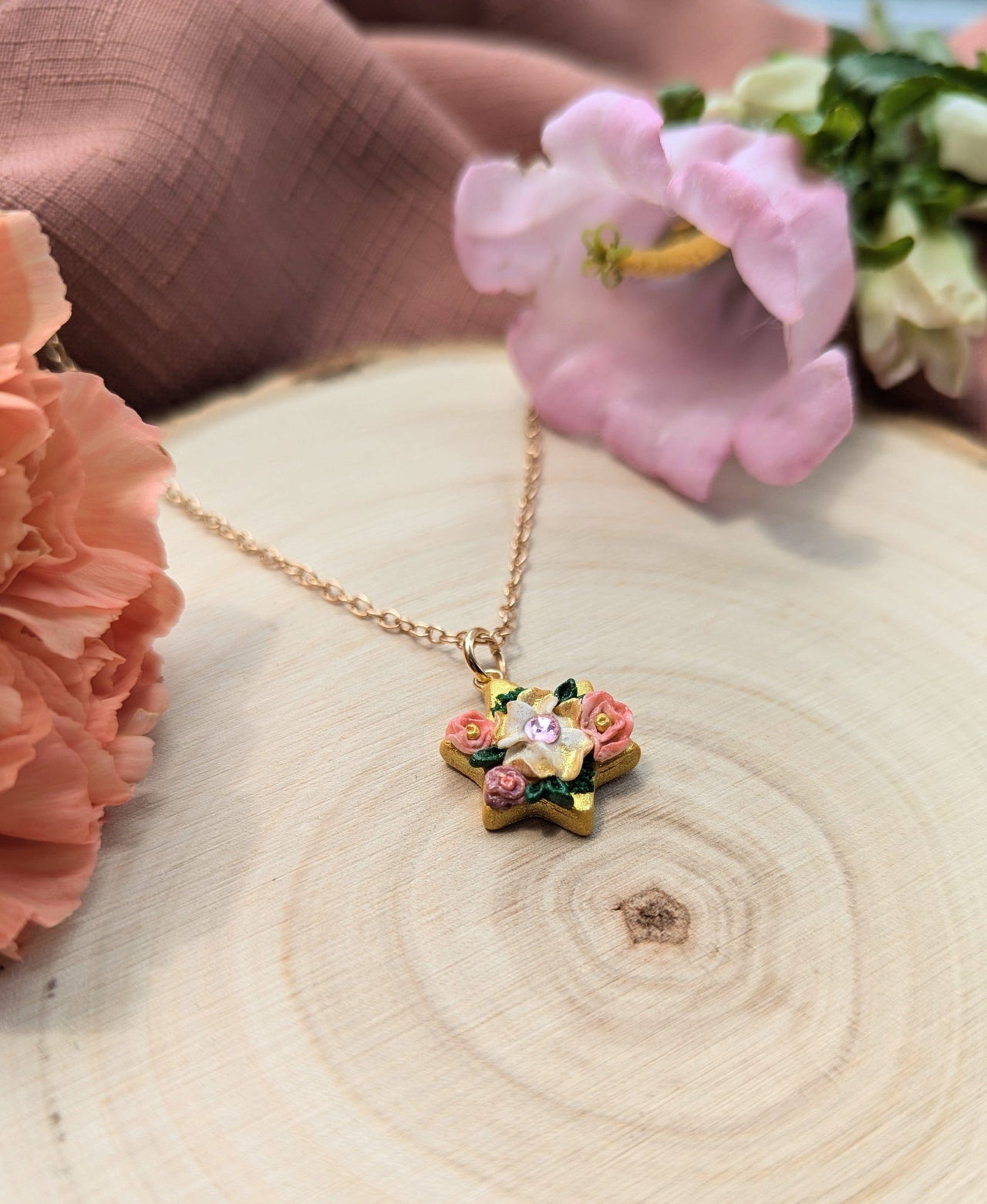 Edie's Art Shop - Nisan Floral Star of David Necklace - ModernTribe