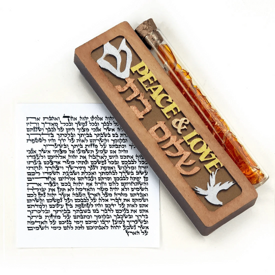 Peace and Love Smash Glass Mezuzah by Glenn Grubard