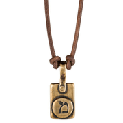 Marla Studio Necklaces Bronze / Cord Personalized Hebrew Initial Necklace by Marla Studio - Sterling Silver or Bronze
