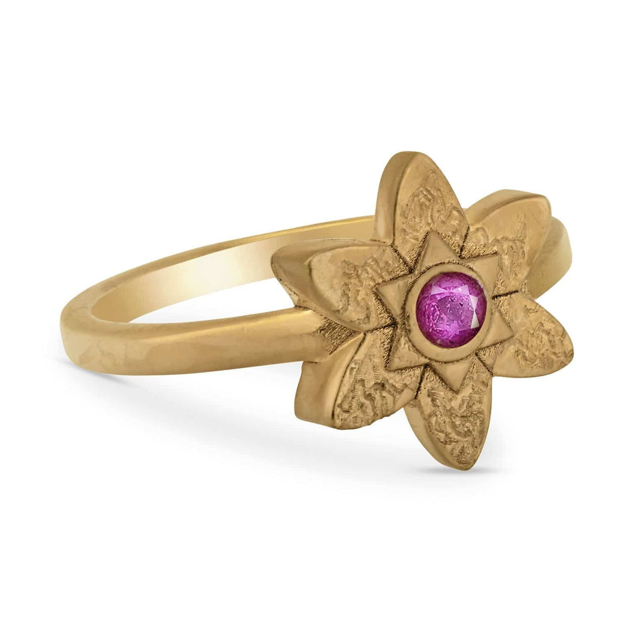Petal Star of David ring angled view