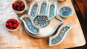 Kamsah Serving Pieces Bohemian Turquoise Hamsa Dipping and Serving Set