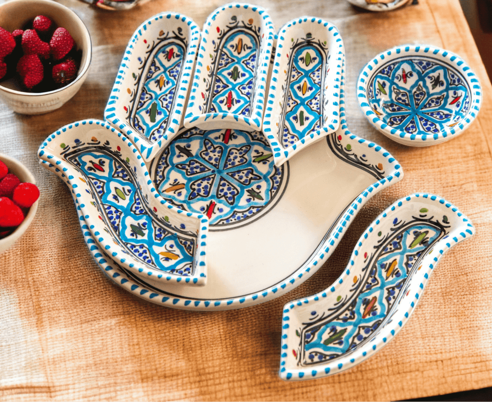 Kamsah - Bohemian Turquoise Hamsa Dipping and Serving Set - ModernTribe
