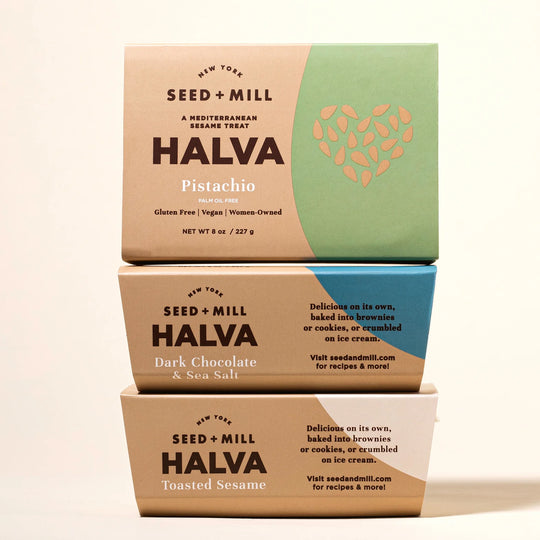Seed + Mill Best Sellers Halva Trio - Pistachio, Sea Salt Dark Chocolate and Toasted Sesame