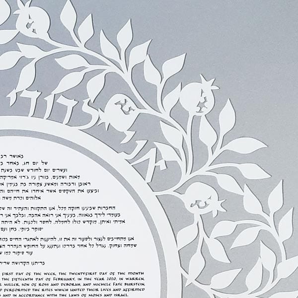 Melanie Dankowicz - Pomegranate Ketubah by Melanie Dankowicz - Dark Plum or Silver - ModernTribe