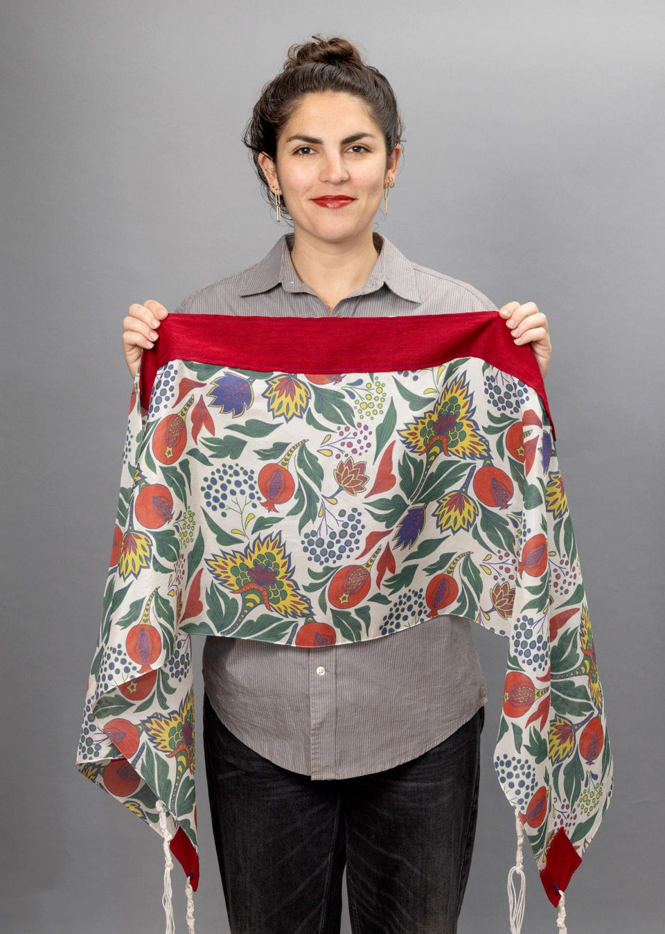 Elly Bovarnick Studios - Primary Colors Pomegranates Pure Cotton Tallit - ModernTribe