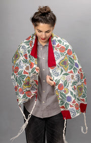 Elly Bovarnick Studios Tallises Primary Pomegranates Cotton Tallit