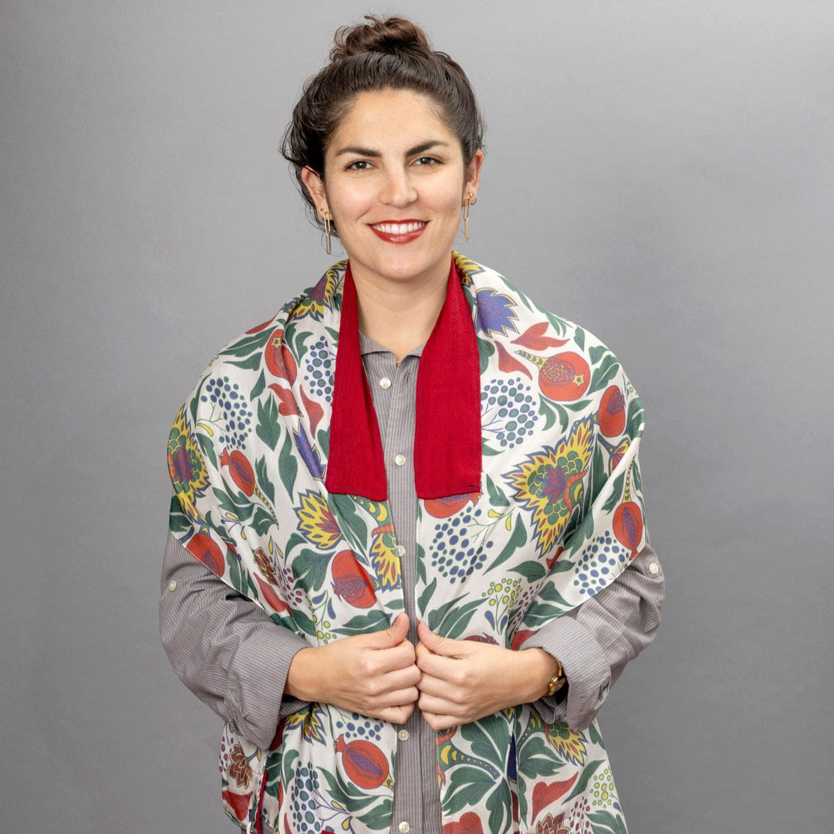 Elly Bovarnick Studios - Primary Colors Pomegranates Pure Cotton Tallit - ModernTribe
