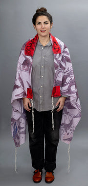 Elly Bovarnick Studios Tallises Purple and Red Handpainted Pomegranates Tallit