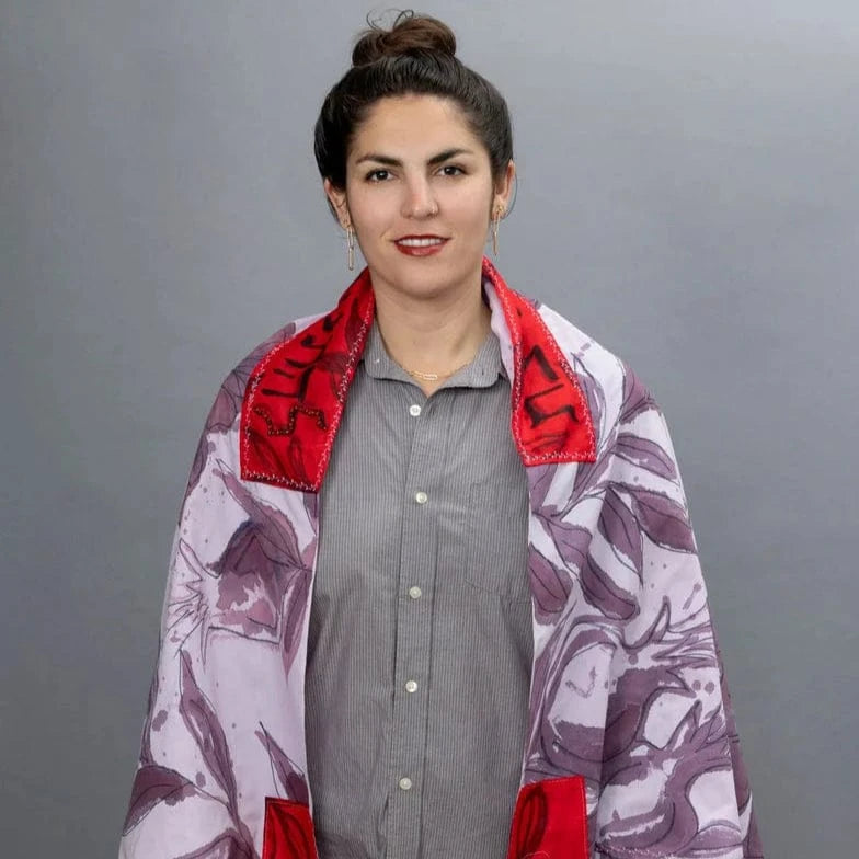 Elly Bovarnick Studios Tallises Purple and Red Handpainted Pomegranates Tallit
