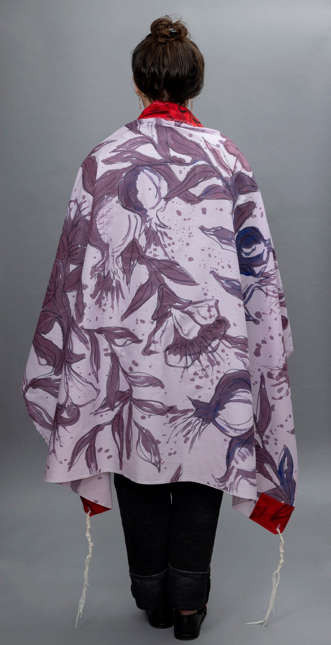 Elly Bovarnick Studios - Purple and Red Hand - Painted Pomegranates Tallit - ModernTribe