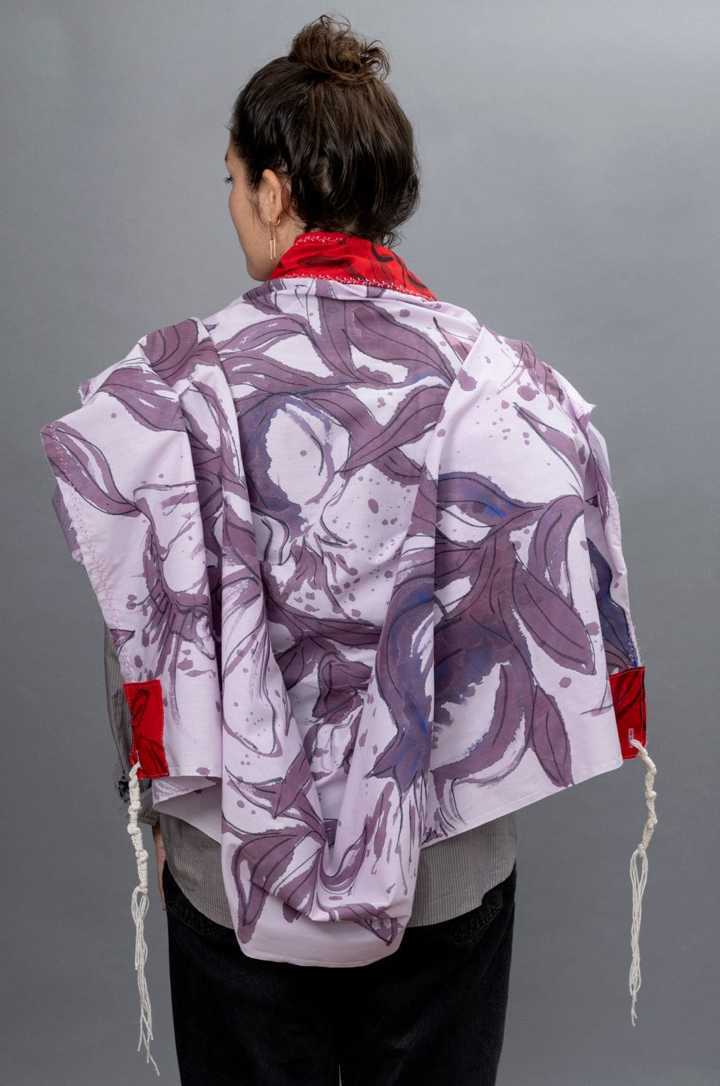 Elly Bovarnick Studios - Purple and Red Hand - Painted Pomegranates Tallit - ModernTribe
