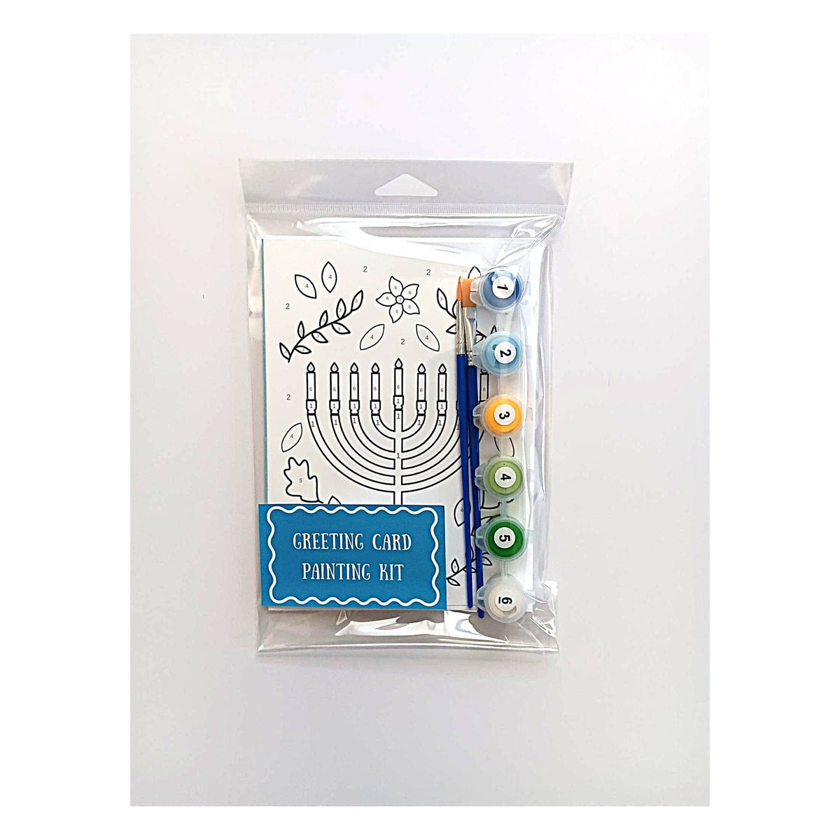Raina Andres Art Crafts Paint By Numbers Hanukkah Card Making Kit - Floral Menorah