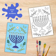 Raina Andres Art Crafts Paint By Numbers Hanukkah Card Making Kit - Floral Menorah