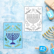 Raina Andres Art Crafts Paint By Numbers Hanukkah Card Making Kit - Floral Menorah