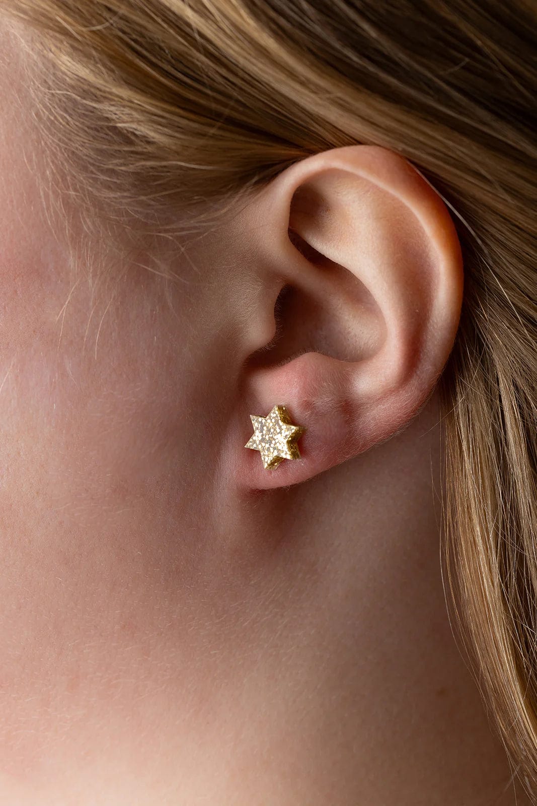 Ariel Tidhar Earrings Mini Magen David Earrings - Light Gold Glitter