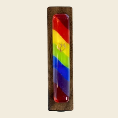 Sandi Katz Mezuzahs Wooden Rainbow Mezuzah by Gary Rosenthal