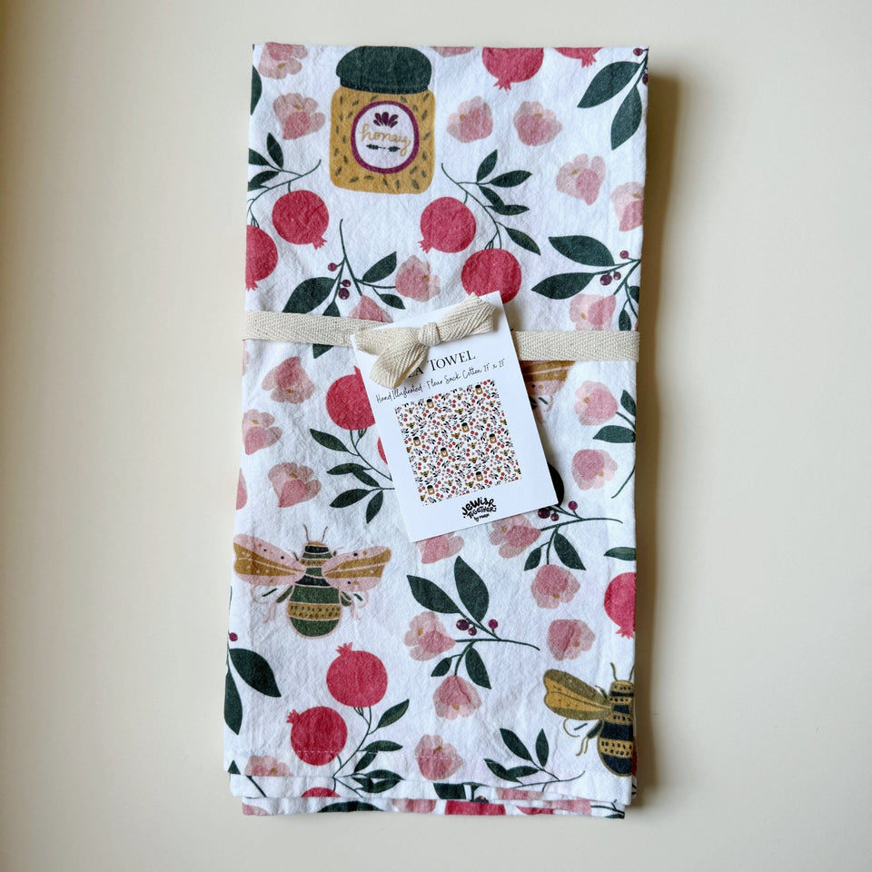 Jewish Together - Rosh Hashanah Honey and Blooms Tea Towel - ModernTribe