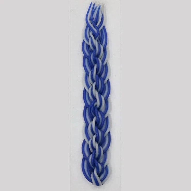 Majestic Giftware Candles Bees Wax Braided Havdalah Candle - Blue/White