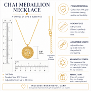Alef Bet Necklaces Engraved Chai Necklace - 14k Gold