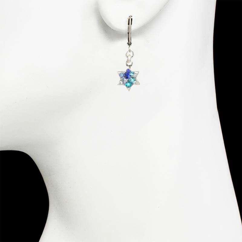 Michal Golan - Blue Crystal Star of David Earrings by Michal Golan - ModernTribe