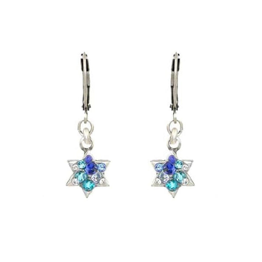 Blue Crystal Star of David Earrings by Michal Golan