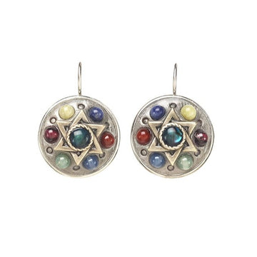 Michal Golan Earrings Gemstone Star of David Circle Earrings by Michal Golan