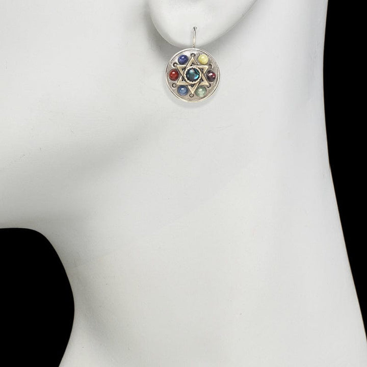 Michal Golan Earrings Gemstone Star of David Circle Earrings by Michal Golan