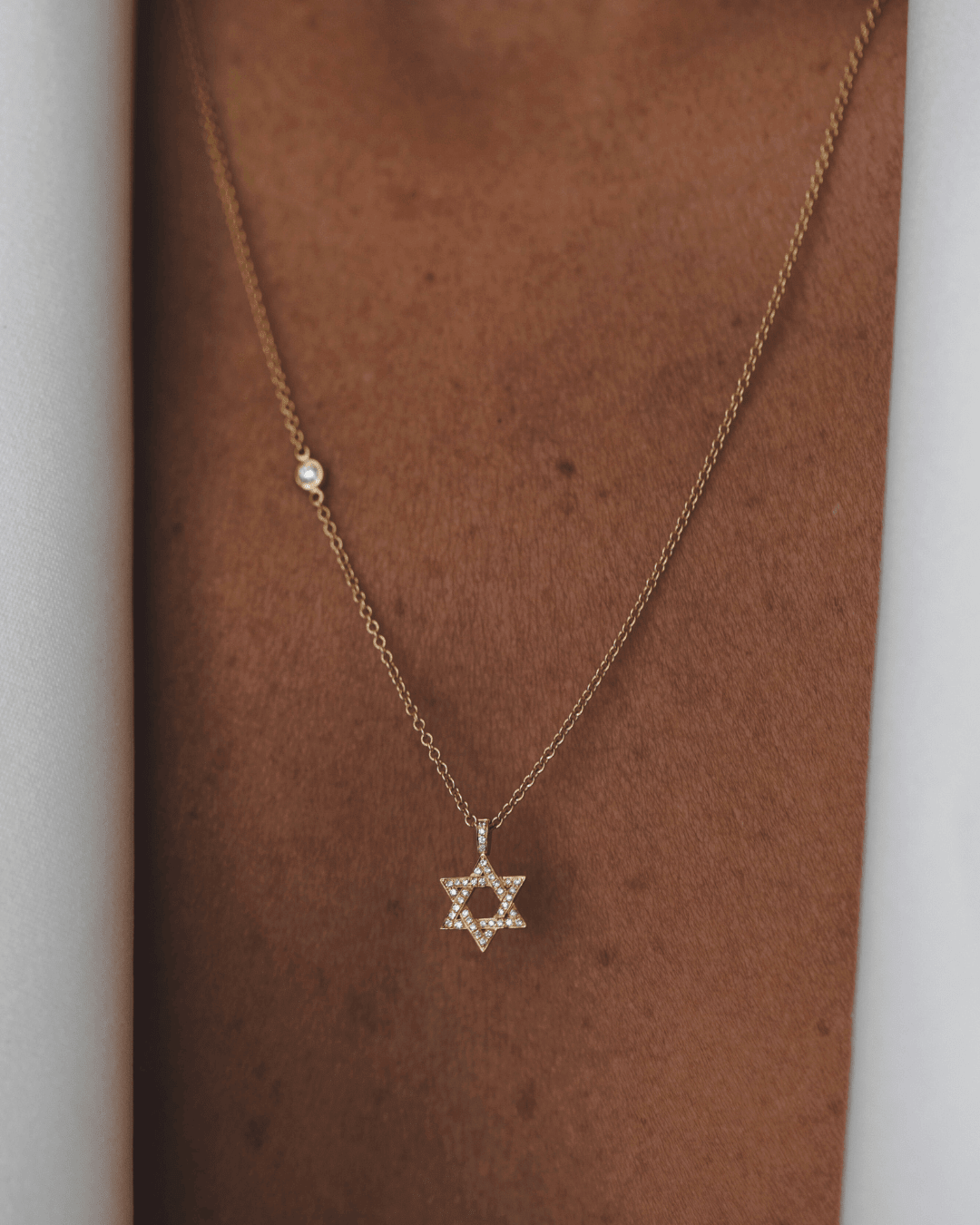HOTCROWN - Small Star of David Necklace with White Diamonds - 14k Yellow, Rose or White Gold - ModernTribe