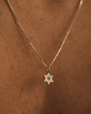 HOTCROWN - Gaza Envelope Shield Star of David Necklace with Emerald - 14k Yellow, Rose or White Gold - ModernTribe
