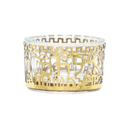 Yair Emanuel Serving Pieces Glass and Brass Cutout Jerusalem Salt Dish by Yair Emanuel