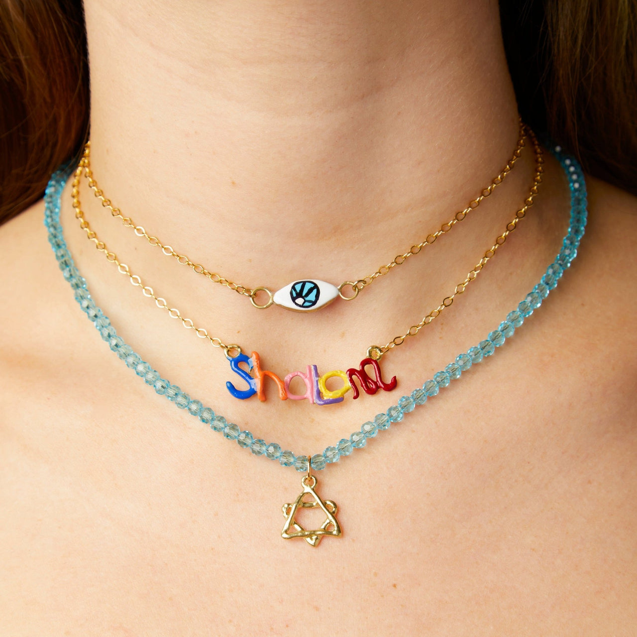 Susan Alexandra - Rainbow Shalom Necklace by Susan Alexandra - Bronze - ModernTribe