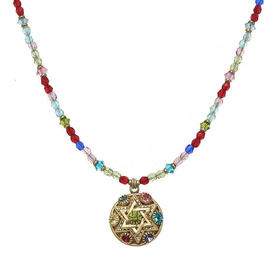 Multicolor Star of David Crystal Necklace by Michal Golan