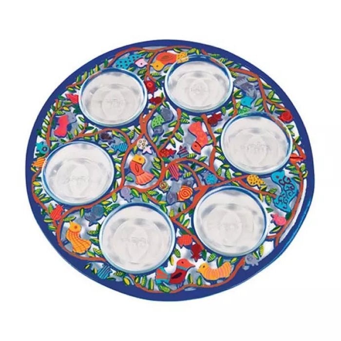 Yair Emanuel - Hand - Painted Aluminum Birds Seder Plate by Yair Emanuel - ModernTribe