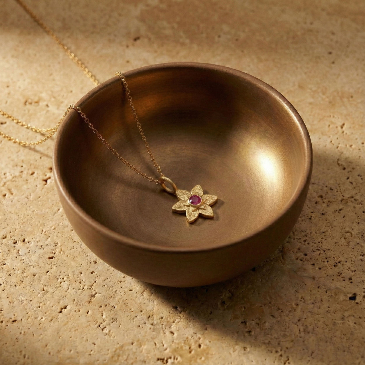 Petal Star of David necklace with pink sapphire detail