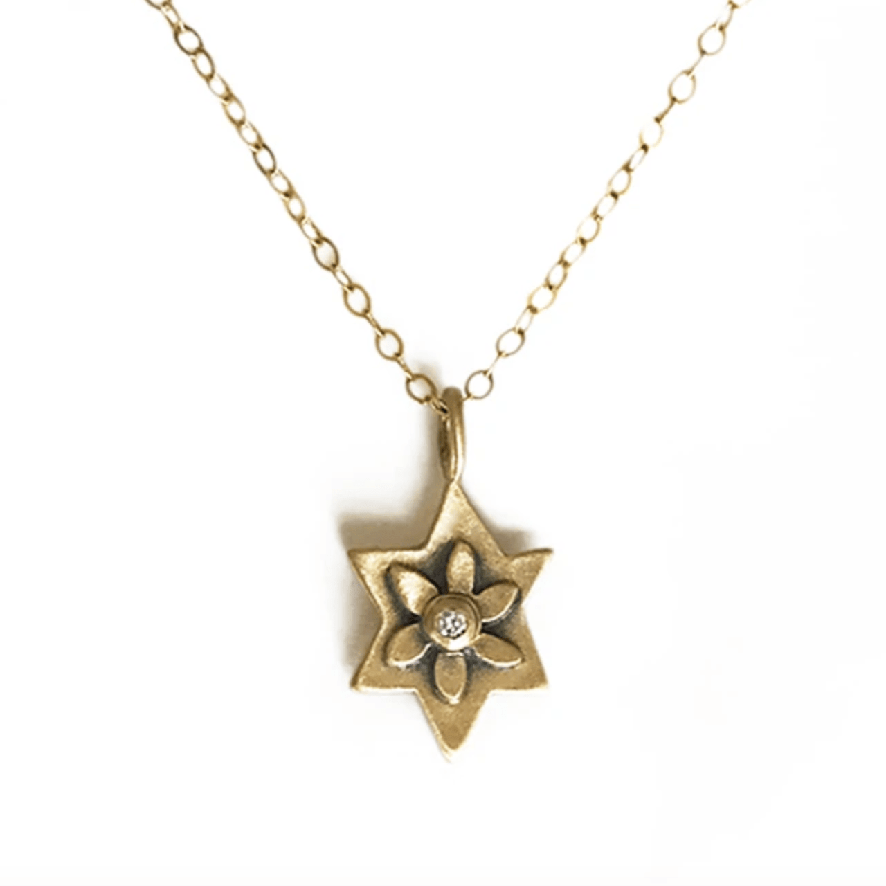 Emily Rosenfeld - 14k Gold Botanical Star of David Necklace by Emily Rosenfeld - White Sapphire - ModernTribe
