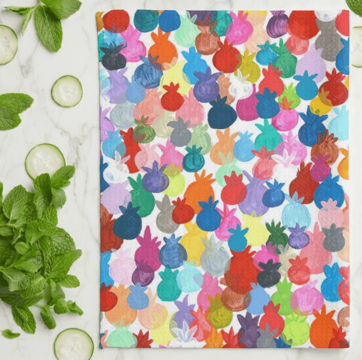 Arielle Zorger Designs Tea Towels Rainbow Pomegranates Tea Towel