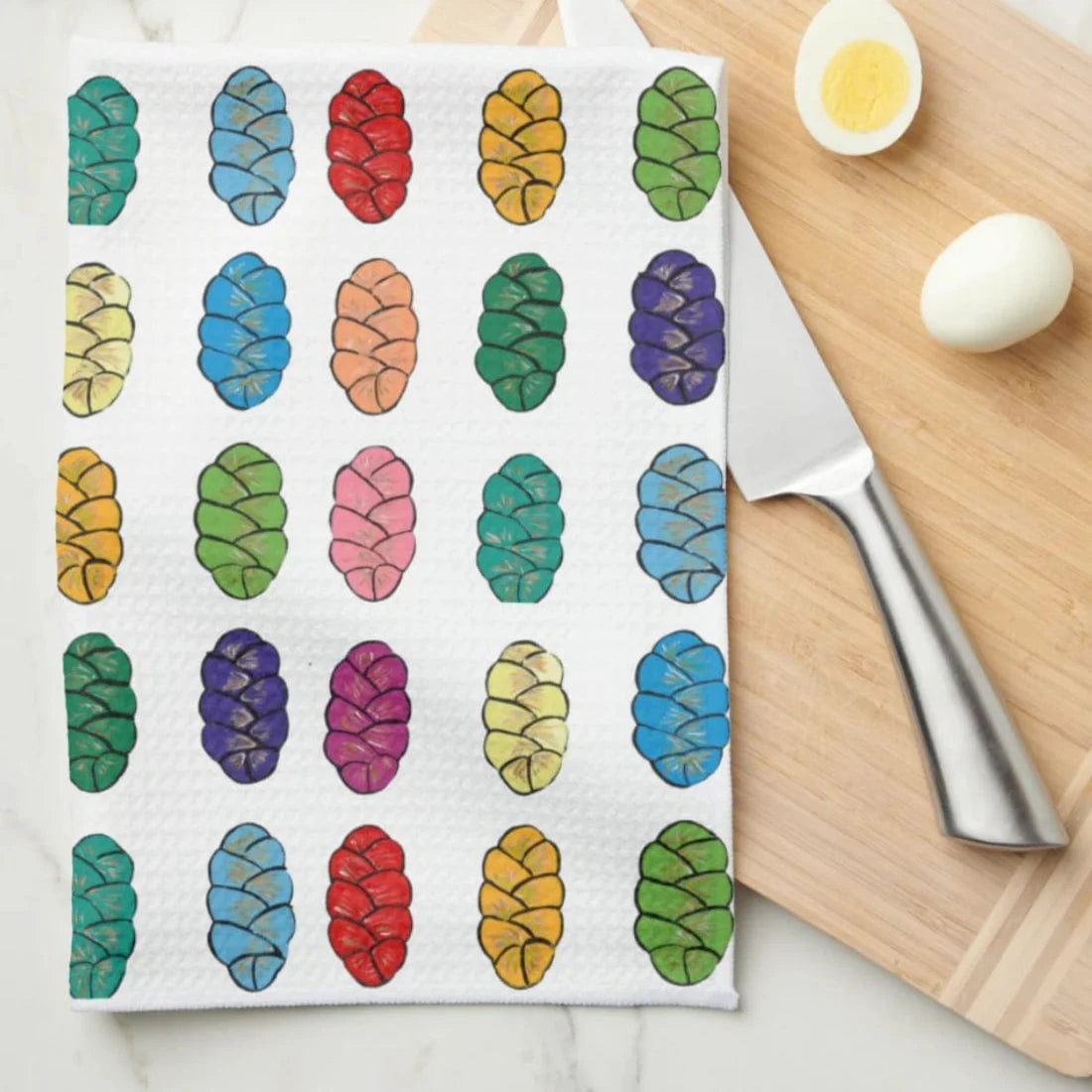 Rainbow Challahs Tea Towel