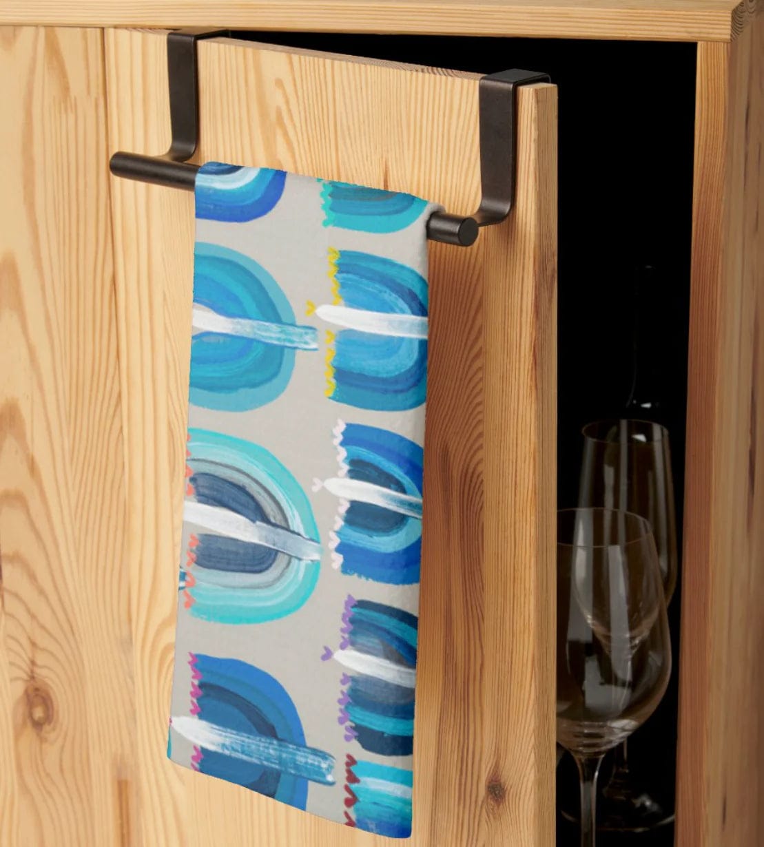 Arielle Zorger Designs - Blue Menorahs Hanukkah Kitchen Tea Towel - ModernTribe