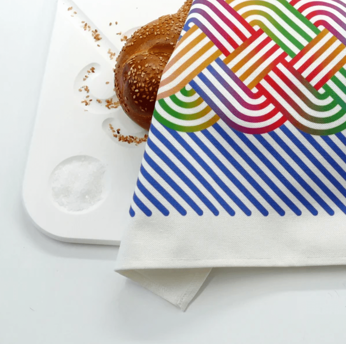 Studio Armadillo - Op - Art Cotton Challah Cover - Rainbow - ModernTribe