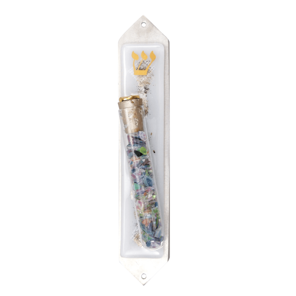 Beames Designs - White Collage Wedding Shards Mezuzah by Beames - ModernTribe