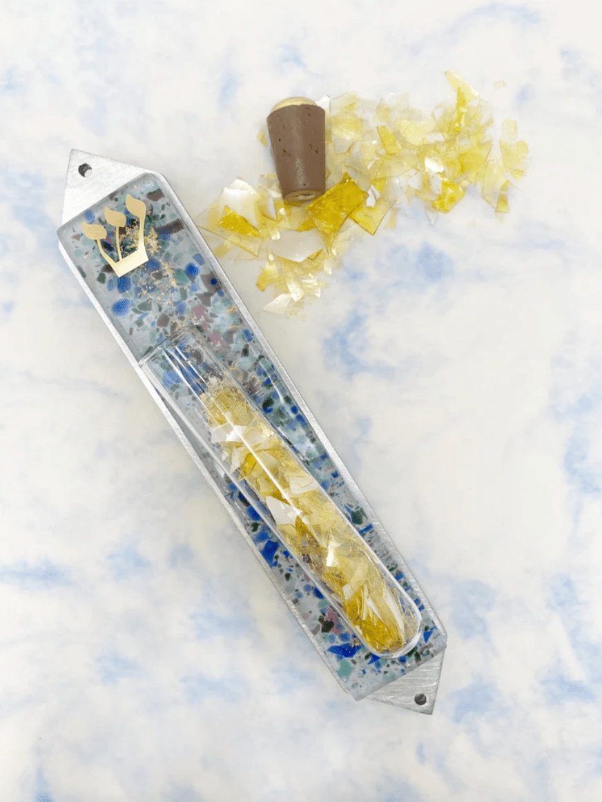 Beames Designs Mezuzahs Fiesta Wedding Glass Mezuzah